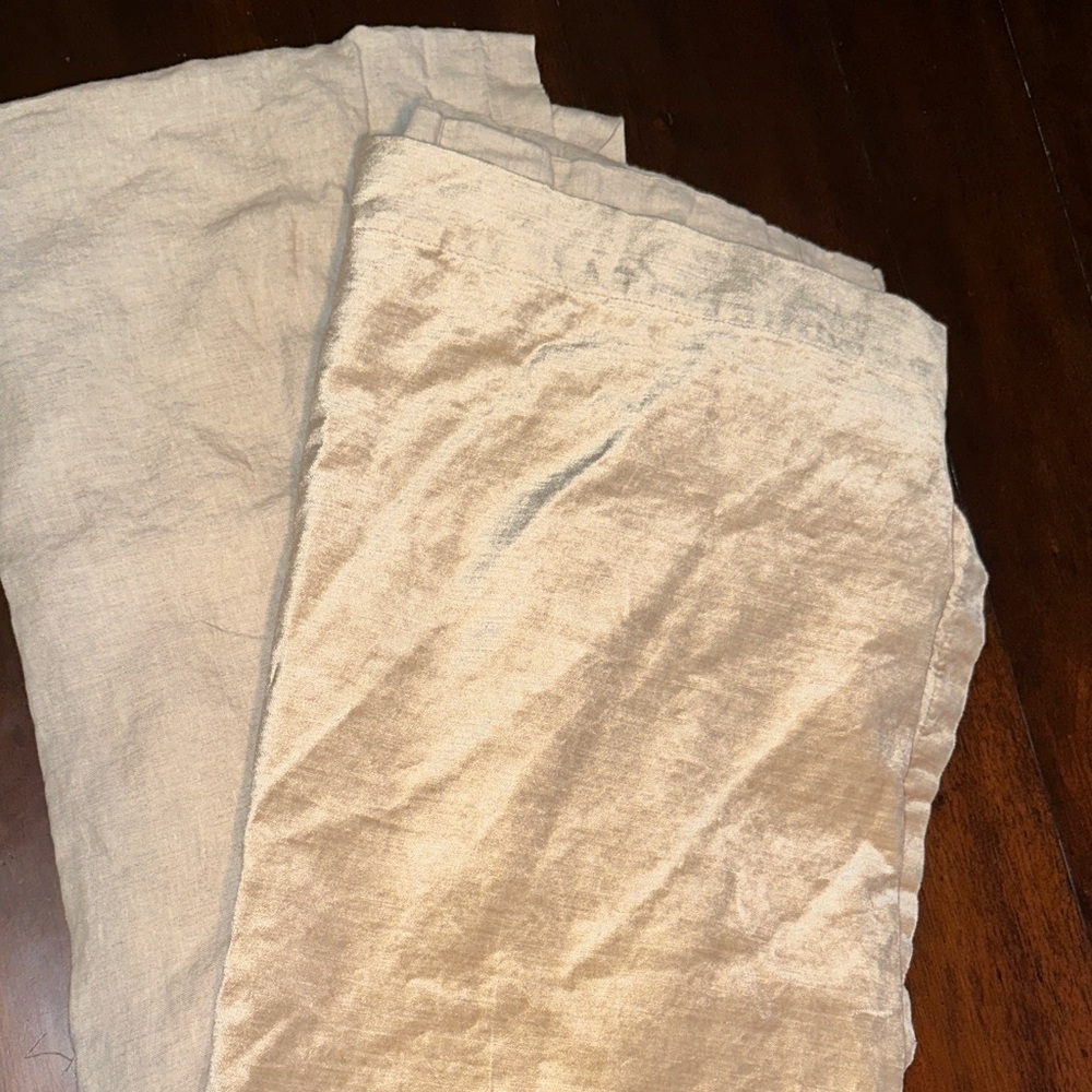 West Elm European Set Flax Linen & Luster Velvet Two Tone Window Curtain Panel - Picture 9 of 9